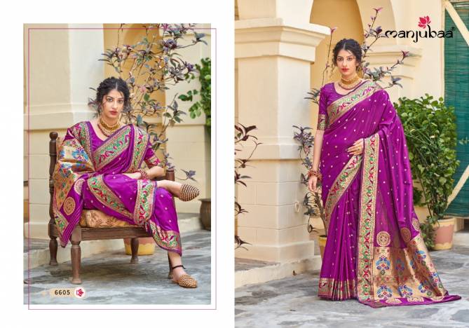 Manjubaa Maharani Paithani Latest Designer Festive Wear Banarasi Silk Heavy Saree Collection